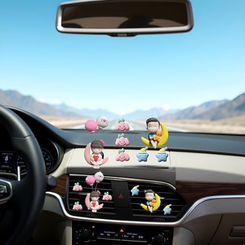 Image of 7 Pcs Lovely Couple Air Vent Clips,Cute Air Fresheners Vents Clips Car Diffuser Vent Clips Glam Car Interior Decor Charm Cute Daisy Cars Dashboard Decoration Car Accessories for Women (A)
