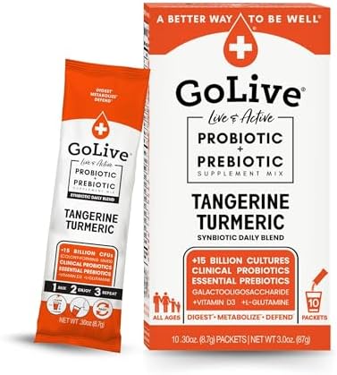 GoLive Prebiotic & Probiotic Powder - Synbiotic - Tangerine Turmeric 10pk