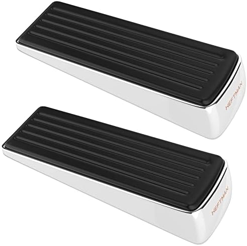 HEFTMAN Door Stops Rubber & Steel - 2pcs Wedge Door Stoppers for Floor Heavy Duty Door Wedge Rubber & Stainless Steel Base, Door Wedges Heavy Duty Built for Heavy Doors - Heavy Door Stop 2 Pack