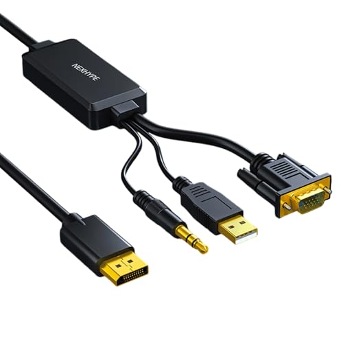 WEISUYUUS VGA to DisplayPort Adapter Cable Sound Transmission and 1080P Resolution for Piece Laptop to TVs Monitor