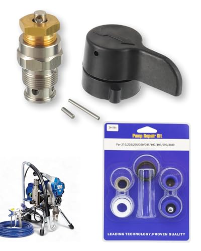 Image of 235014 Prime Spray Drain Valve and 244194 Pump Repair Packing Kit, Replacement for Graco 190ES 210 230 295 390 395 490 495 595 3400 Airless Paint Sprayers
