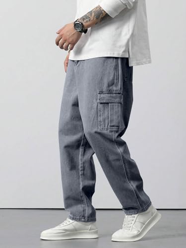 Image of TAGAS Men Loose Fit Men's Flip Pocket Jeans || Mens Stylish Cotton Loose Fit Denim Cargo || Multi-Pocket Styling Pant||