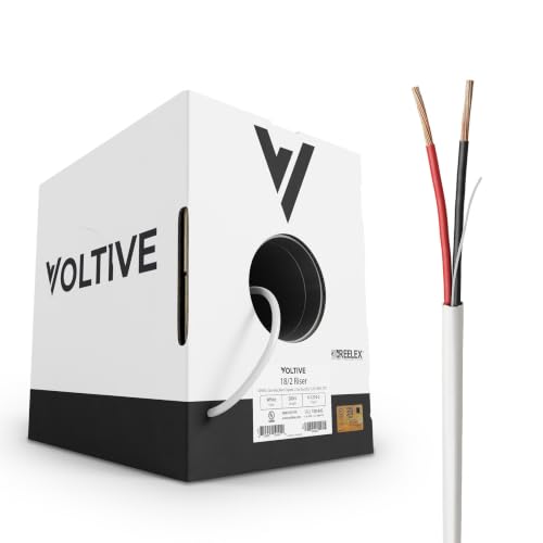 Voltive 18/2 Low Voltage Wire Riser CL3R White 500ft - 18AWG 2 Conductors Stranded Bare Copper UL Listed - V-1274-2