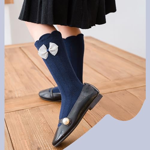 3 Pairs Kid Girls Ruffle Princess Socks Casual Comfy Crew Bow Socks Cute Lightweight Frilly Dress Socks3