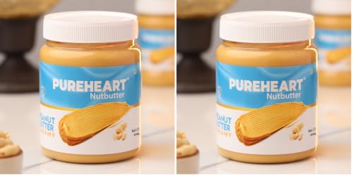 Image of Pureheart Nutbutter Creamy Peanut Butter 350 gm | Natural & Premium Roasted Peanuts | High Protein, Rich in Fiber | Zero Trans Fats | for Tasty Breakfast & Post Workout Protein Snack (Pack of 2)