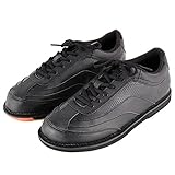 ZHENSI Herren Bowlingschuhe Links Rechts Wechselsohle Leder Dämpfung Atmungsaktiv,Schwarz,45 EU