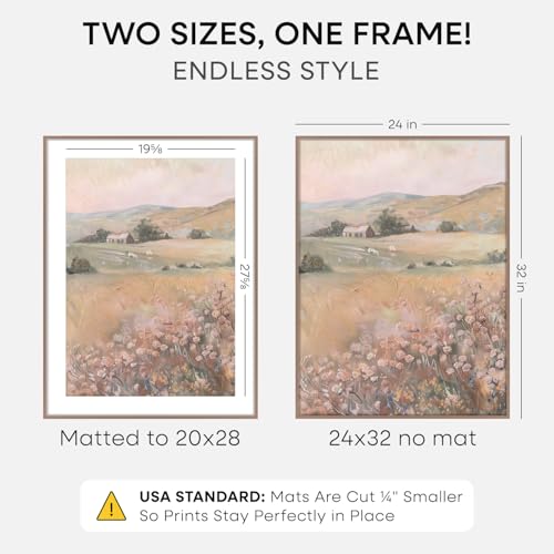 Image of Homeforia 24x32 Poster Frame Mocha, High End Metal 24 x 32 Large Picture Frames with Mat 20 x 28 for Photo, 24x32 Thin Frame Matted to 20x28 inch Print, 32x24 Frame, Tempered Glass, Wall Kit, Set of 1