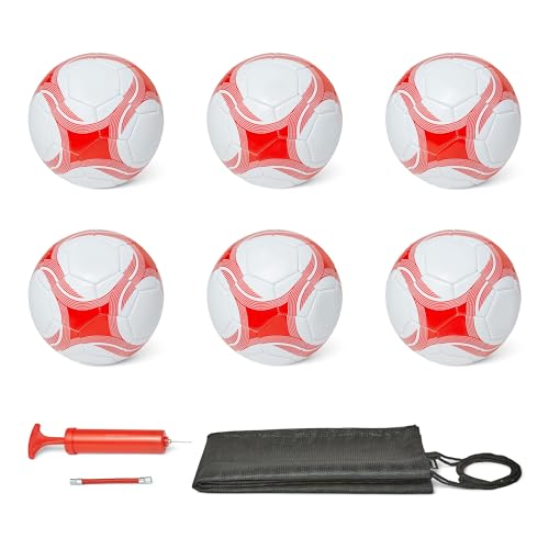 SET COMPLETO: confezione da 6 palloni da calcio misura 3 con pompa e sacca per il trasporto incluse - kit perfetto per squadre giovanili, scuole, campi e allenatori che necessitano di più palloni da allenamento