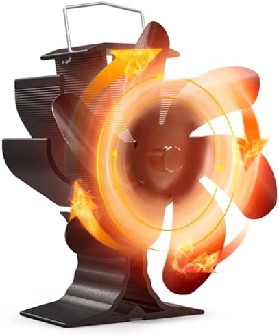 Signstek Ofenventilator, wärmebetriebener Kaminventilator mit 6 Blätter, leise Wärmezirkulation, Holzofenventilator ohne strom für Holzofen/Kaminofen
