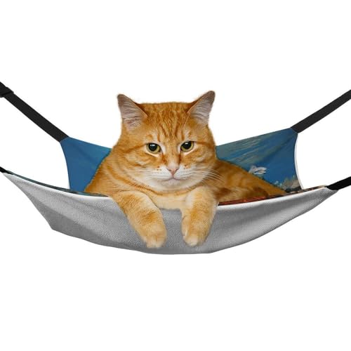 Hamac à suspendre pour chat bleu à dauphins, lit doux petits animaux
