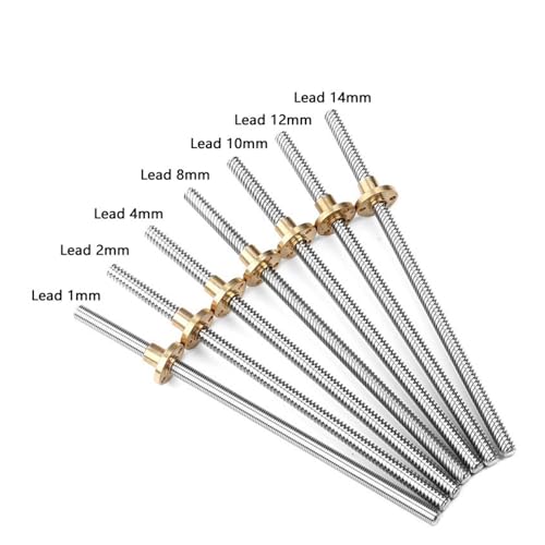 Metal Ball Screw nut T8 Lead Screw 100mm-600mm Lead Screw 8mm Trapezoidal Screws Copper Nuts Leadscrew Part Lead 1mm(300mm)