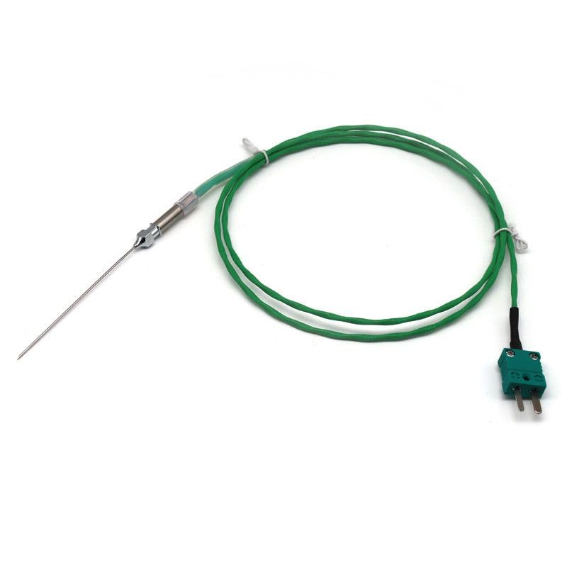 Sonde thermocouple K pour cuisson sous vide – Aiguille Ø1 mm 30 mm – Jonction Ø6×25 mm – Câble PFA 1 m – Classe 1 – Soudure à la masse – Connecteur miniature