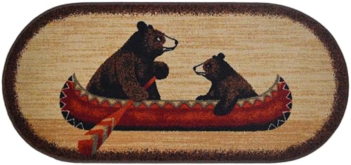 Tapete Cozy Cabin Bear Canoe 20x44 in Marrón miniatura 2