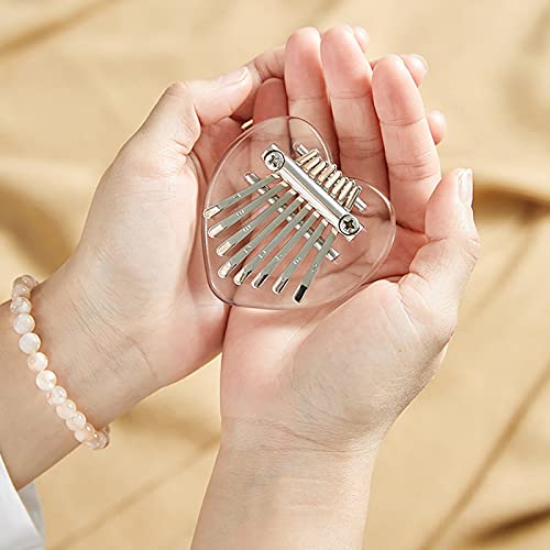 Mini Kalimba, 8 Tasten Daumenklavier, Transparentes Acryl Holz Daumenklavier Musikinstrument Geschenk für Anfänger, Erwachsene und Kinder (Heart-shaped) - Image 7