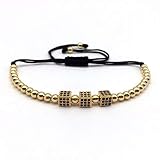 Material: Zirkonia CHCO Armband Neue Männer Armbänder & Armreifen Runde Perlen Micro Pave Schwarz Cz Perlen Würfel Würfel Macrame Geflochtene Charme Armbänder Schmuck 2