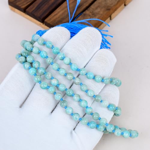 Mala en amazonite bleue AAA : collier spirituel noué avec amour - 4