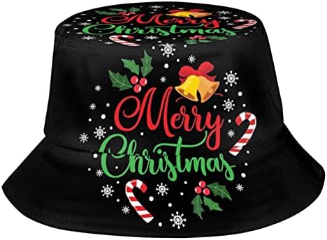 Christmas Pattern Bucket Hat Sun Hat Fisherman's Cap for Men Women Christmas New Year Festive Holiday Party