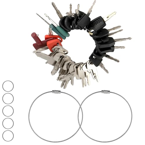 Anhoer 42 Stück Schlüsselsatz Hauptschlüsselsatz Baumaschinen Zündschlüssel Set Ersatzzündschlüssel Baggerschlüssel für John Deere Cat Toyota JCB Volvo Doosan Bobcat Kubota Hyundai Bomag