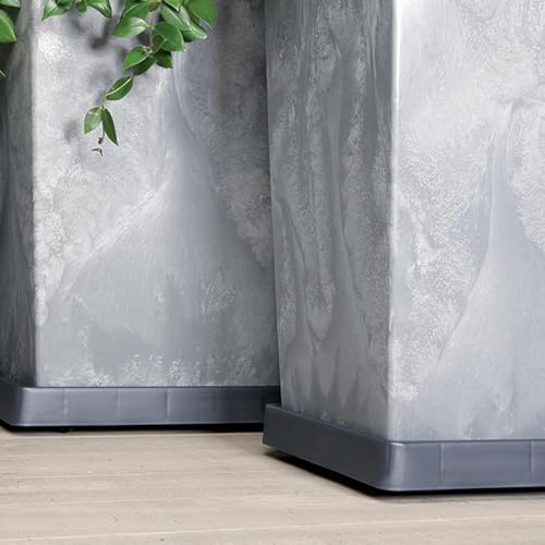 Prosperplast Mobile Saucer Square Blumentopf Untersetzer mit Rollen Pflanzenroller Blumenroller Roller 360 Grad Drehbar Quadratisch (366x366x60mm, Anthrazit)