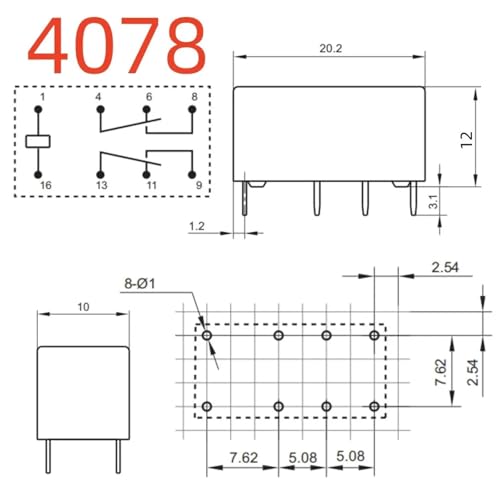 Relé GC-2C-24L de 8 pines con bobina de 24VDC para control de circuitos 3