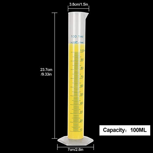 10Pack 100Ml Plastic Graduated Cylinder, Transparent Measuring Cylinder Durable Lab Test Tube Flask, 2-Sided Measuring Lines Graduated Cylinder Beaker For Science Projects, Pour Spout #TOP1