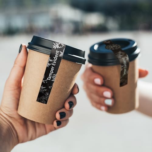 YHNTGB 800 PCS Safe Secure Tamper Evident Seals Stickers for Drink Lids Food Delivery Labels for Freshness Tags Coffee Milk Tea Ice Cream Stick Strips 1 x 9inch