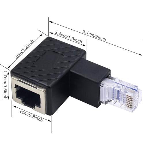 Adaptador Ethernet RJ45 ángulo 90° Cat5e/Cat6 2 unidades miniatura 3