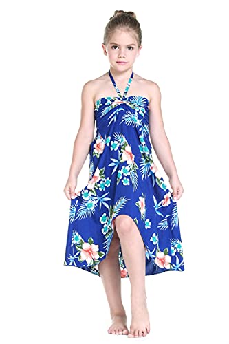 Image of Matchable Family Hawaiian Luau Men Women Girl Boy Clothes in Hibiscus Blue