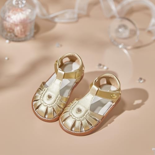 Image of Felix & Flora Toddler Girls Sandals Flower Girl Shoes Soft Rubber Princess Flat Shoes