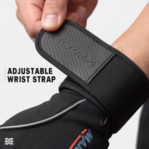 Image of Vector X Majestic Unisex Leather High Grip Padded Sports Gloves, Breathable, Professional Weightlifting, Football, Fitness Training & Gym Workout|Half-Finger Length, Wrist Wrap for Protection|Black|L