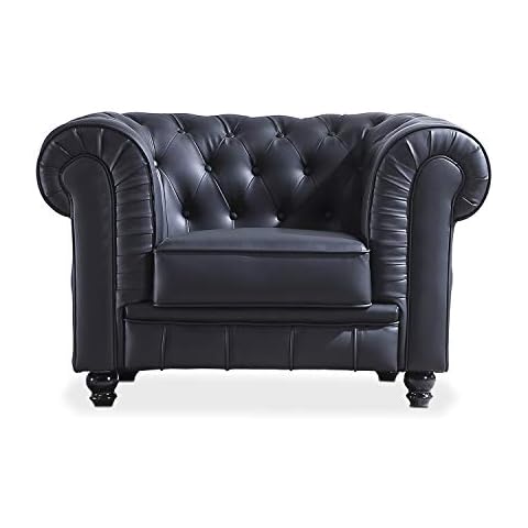 Sofá Individual Chesterfield en Simil Piel Negro Cover