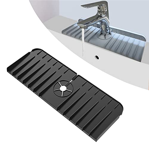 Silikonabflussmatte für Die Küchenarmatur, Spülbeckenspritzschutz, Faltbare Abflussmatte für Die Armatur. Hält Arbeitsplatten trocken, geeignet für Küchen und Bäder (Schwarz) Cover