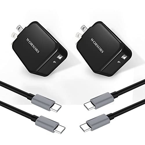 Super Fast USB C Charger, 30W PD Dual Port Wall Charger Block Foldable Compatible for Samsung Galaxy S21 Ultra/S20/Note 20, Google Pixel 6 Pro/6, iPad, MacBook Air + 6.6Ft Type C to C Cable [2 Pack]