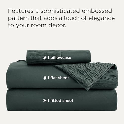 Image of Bedsure Twin Sheets Set - 3 Pieces Soft Twin Bed Sheets - Breathable & Cooling - Hotel Luxury - Easy Care Polyester Microfiber Bedding for Women, Men, Dark Green