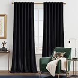 NICETOWN Black Velvet Curtains 84 inches Long, Bedroom Blackout Vintage Curtain Solid Heavy Matt Drapes/Window Treatments for Balcony Master Baby Boys Room (2 Panels, 52