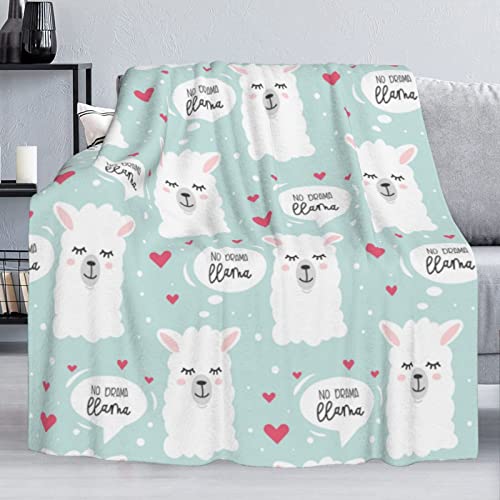 Dujiea No Drama Llama Flannel Fleece Throw Blanket 50"X60", Living Room/Bedroom/Sofa Couch Warm Soft Bed Blanket For Girls Boys Adults All Season Ultra Soft #TOP2