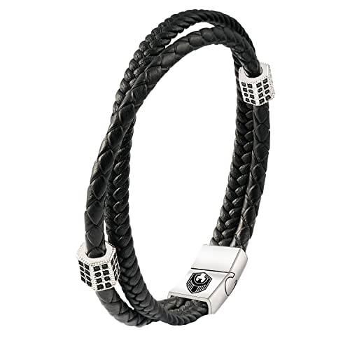 Bracelet Homme Cuir Bracelets pour Homme avec Magnetique Boucle en Acier Inoxydable et Boîte à Bijoux Bracelet Exclusive pour l'idée de Cadeaux pour Hommes Cover