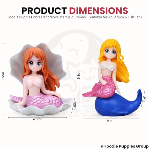 Image of Foodie Puppies Aquarium Decorative Ornament Combo of 2 - (Seap & Dolphin Mermaid) | Cute Little Divers for Fish Tank | Creative Aquarium & Terrarium Accessory | Marine Landscape Resin Sculpture