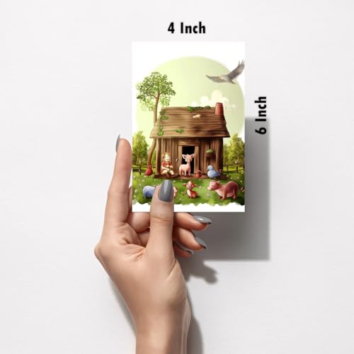 Image of SiddArtify Charming Farm Animals - Peaceful Landscapes Art Print Set - Set of 2-4x6 Inch - Board (Pack of 6) - Sticker (Pack of 6) Wall Room Decoration art Poster Prints