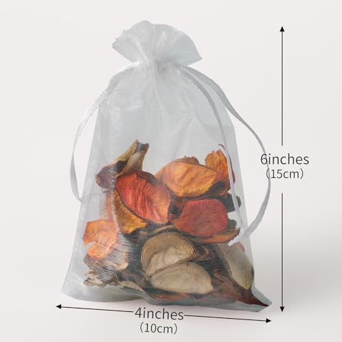 Image of YHJZ 100PCS Organza Bags, 4x6 inches (10x15cm) Small Mesh Bags Drawstring, Silver Jewelry Gift Pouches for Party, Festival, Bathroom Soaps