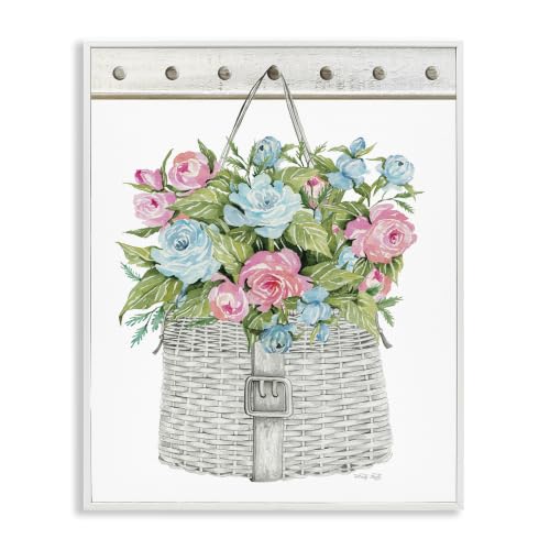 Blooming Roses Spring Plant Basket, 16 x 20 Inch Framed Giclée Print