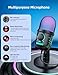 MRSDY Gaming Microphone, USB Computer Microphone for PC, Mac, PS4/5, Condenser Podcast Mic for Studio Recording, YouTube, Streaming, with Headphone Jack, Led Light, Mute, Gain, Noise Cancellation