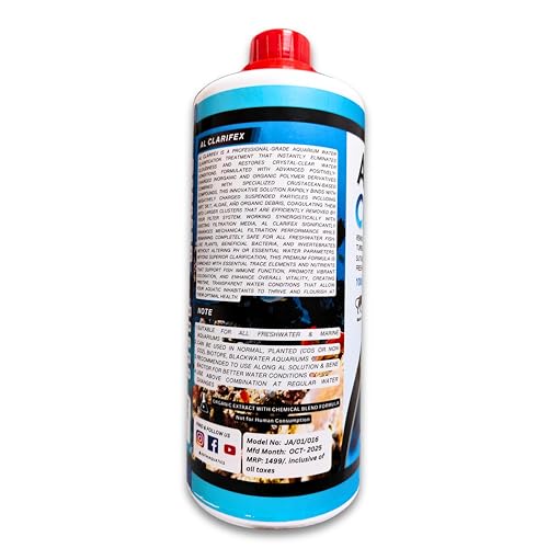 Image of Jothi Aquatics AL Clarifex Instant Aquarium Water Cleaner Clarifier Flocculant for Crystal Clear Water | Removes Cloudiness for All Freshwater & Marine Fish Tank (1000ml)