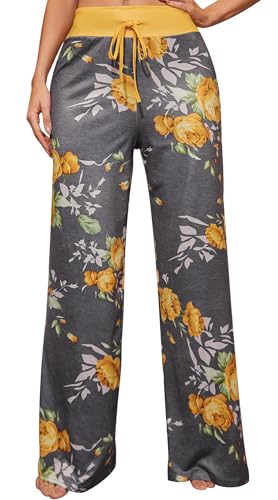 Image of Women Pajama Pants Comfy Lounge Wide Leg Casual Stretch Palazzo Drawstring Pj Bottoms Pants S-3XL