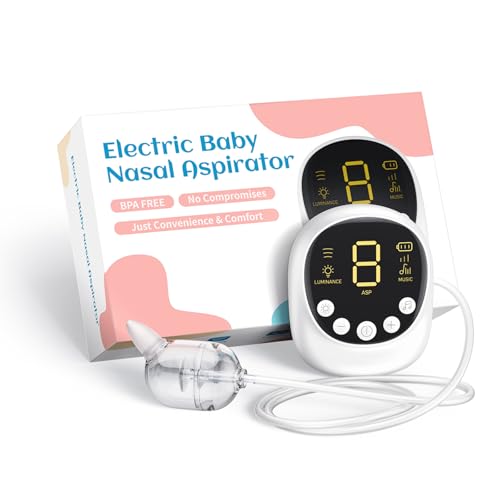 X-Bosak Nasal Aspirator for Baby, Nose Sucker for Baby, Hospital Grade, Electric Nose Sucker with Adjustable 9 Levels Suction, Rechargeable with Night Light and Nursery Rhyme, White