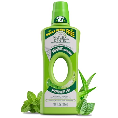 The Natural Dentist Prebiotic Mouthwash, Alcohol-Free Rinse with Zymbiome™ Complex, with 99% Naturally Derived Ingredients for Fresh Breath & Happy Gums, Peppermint Pop, 16.9 oz