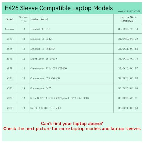 Image of Smatree Elite Laptop Sleeve for 14 inch Lenovo /ASUS /Acer | for 14inch Lenovo IdeaPad 4G LTE,ASUS Chromebook CX9 CX9400,Acer Spin 3 SP314-55N-76EX /-55-34UR /Swift 3 SF314-512-53L0(E426)