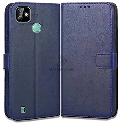 Image of Inside Rubber TPU with Card Pockets Magnetic Closure Protection Compatible with Infinix Smart HD 2021, X612B (Blue)