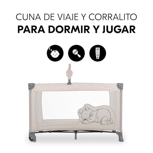 hauck Dream N Play Go Cuna de Viaje Bebe con Ruedas y Arco, Cuna Parque Bebe Plegable, Parque Cuna Disney Winnie the Pooh, Portátil, Compacta - Rainbow Beige - imagen 3