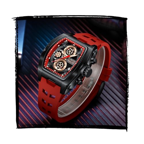 Image of LIGE Mens Watches Luxury Tonneau Watches for Men Waterproof Analog Watch Chronograph Calendar Date Men's Dress Business Work Watch Large Square Face Wristwatch